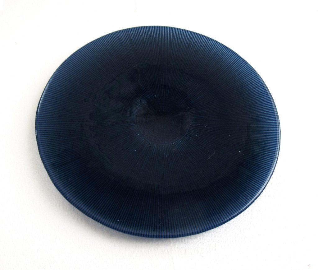 Decoratief glazen donkerblauw bord, schaal., Ophalen of Verzenden