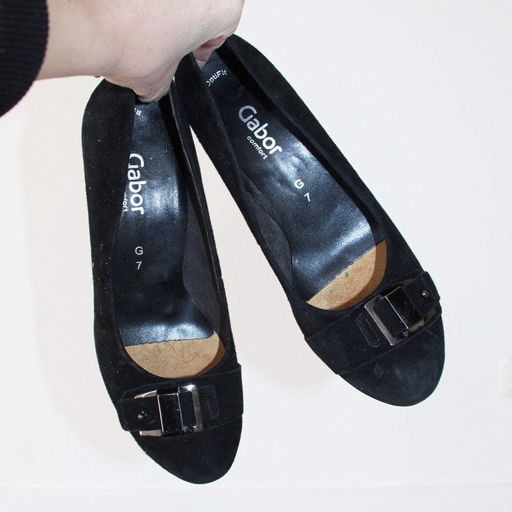 Schitterende Suede Gabor Pumps - s8 (Maat 7G/40½) € 55,-, Pumps, Zwart, Gabor, Ophalen of Verzenden