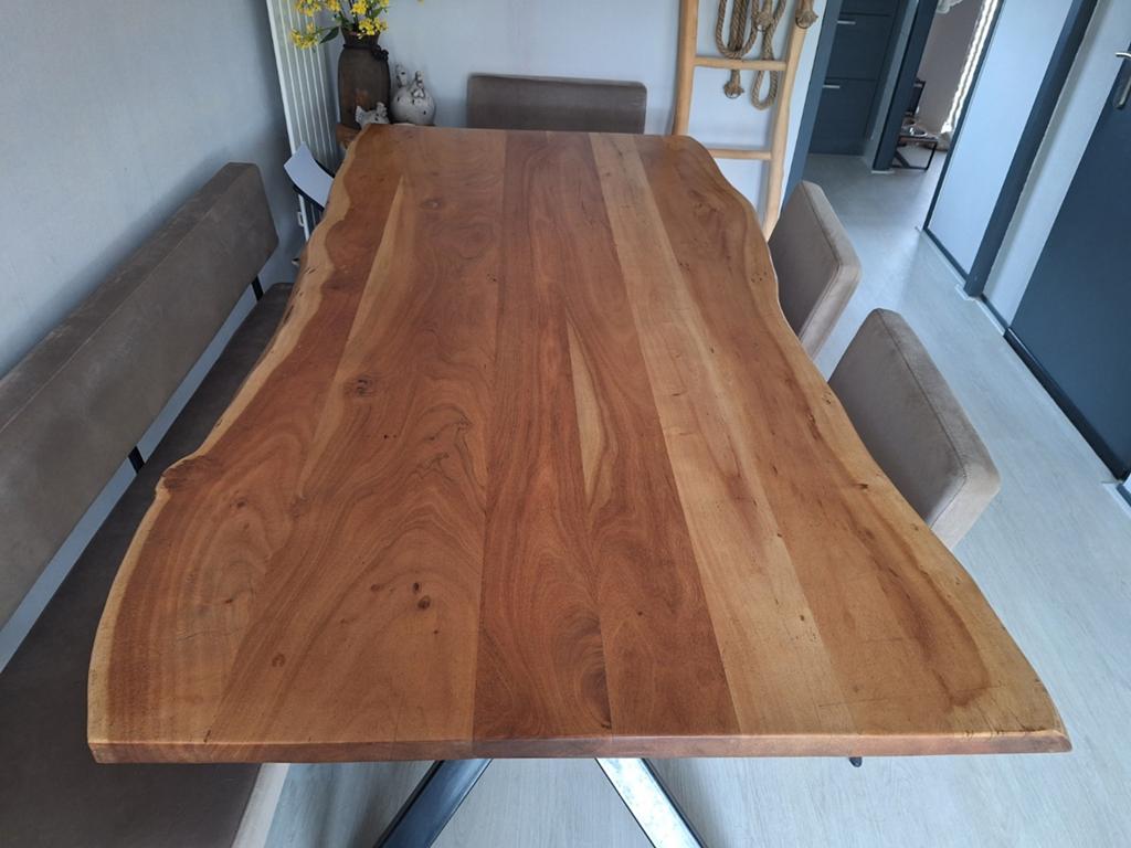 Boomstamtafel voor 6-8 personen - robuust en sfeervol, Huis en Inrichting, Tafels | Eettafels, 100 tot 150 cm, Industrieel, robuust, landelijk