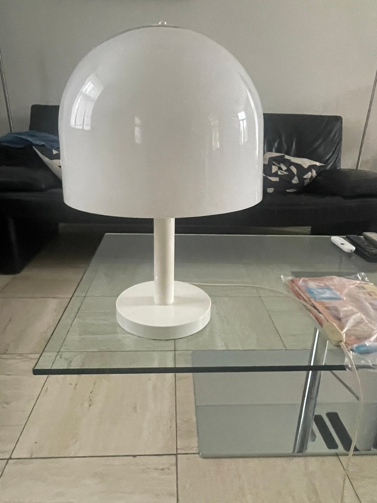 Vintage witte design muschroom lamp, Ophalen, Kunststof, Gebruikt, Wit