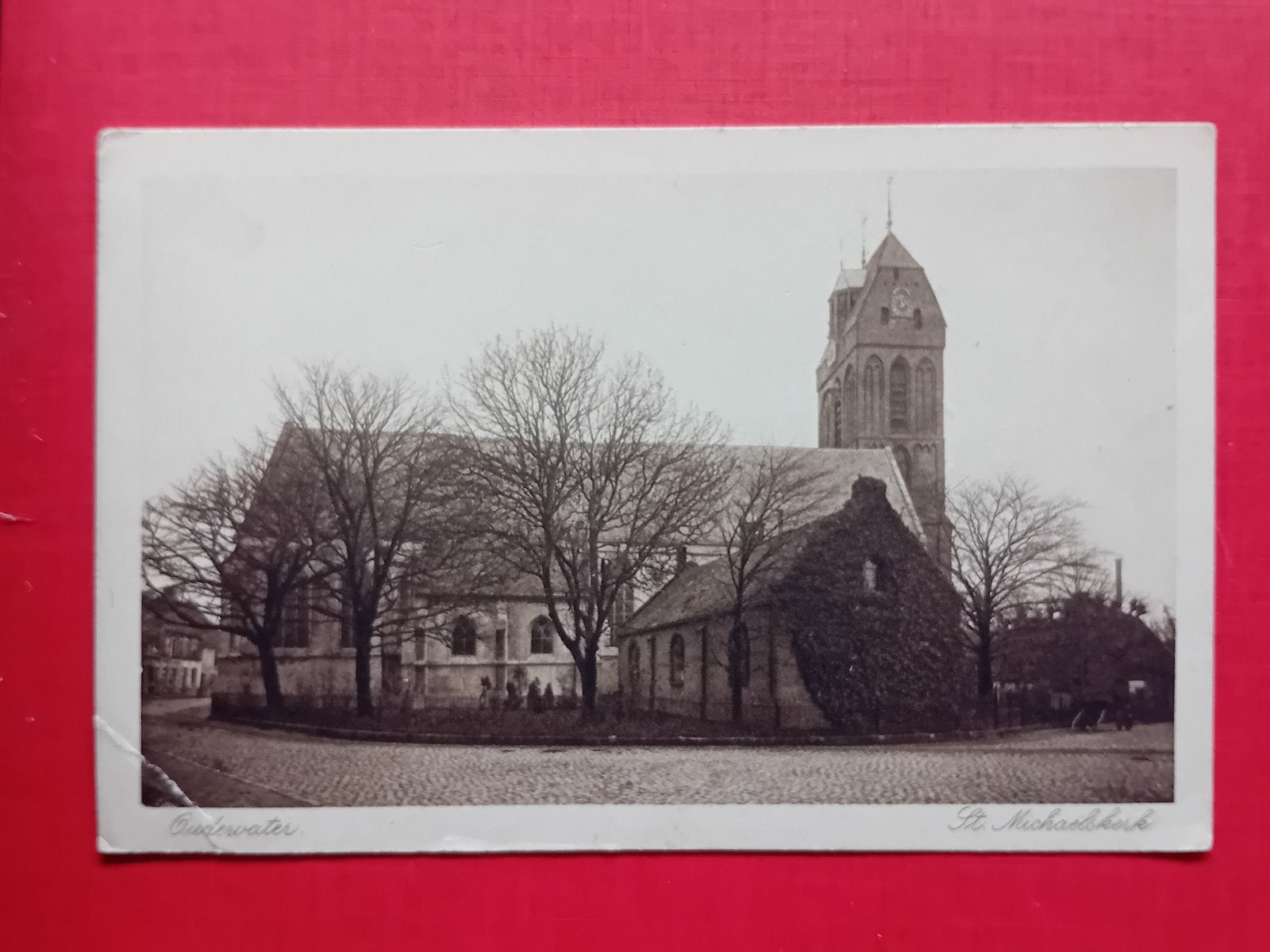 Oudewater St. Michaëlskerk - Ansichtkaart met gebroken hoekj, Ophalen of Verzenden, Voor 1920, Gelopen, Utrecht