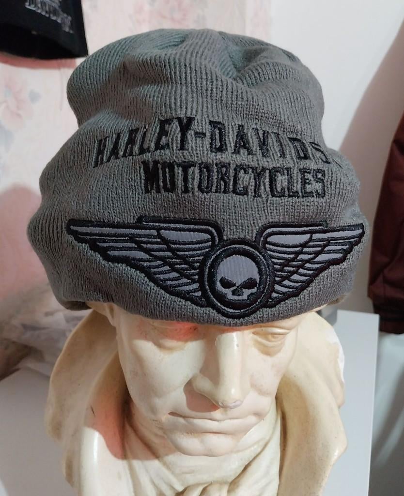 Harley muts, gebreid, Skull, Wings, grijs., Ophalen of Verzenden, Nieuw met kaartje