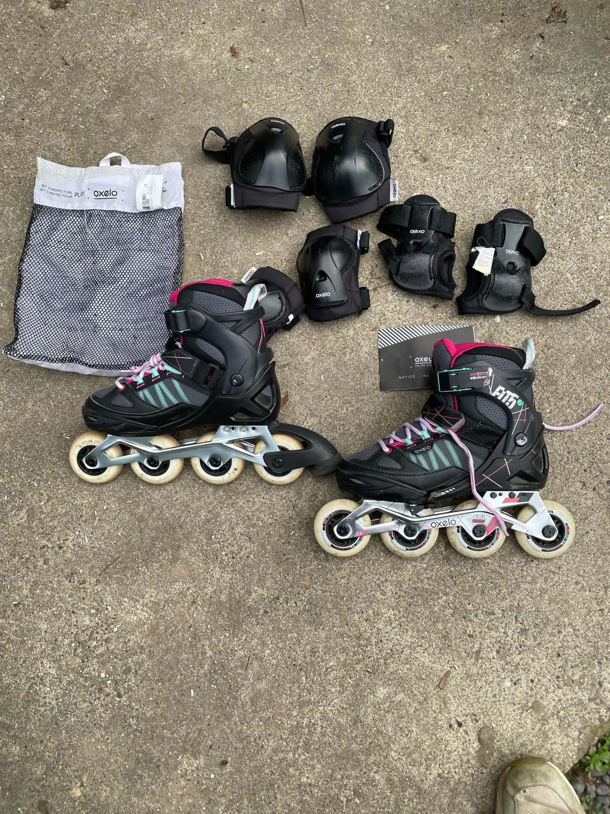 Oxelo Fit 5 Inline Skates met Bescherming - Maat 35-38, Overige merken, Kinderen, Ophalen of Verzenden, Inline skates 4 wielen