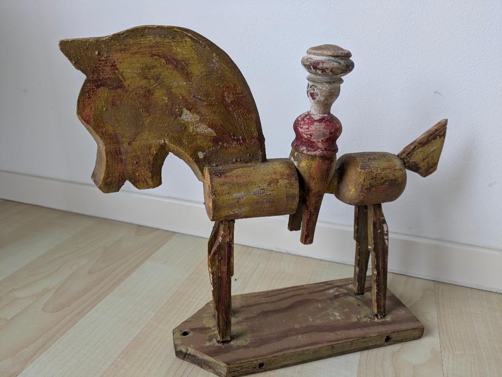 houten mannetje op paard, Ophalen of Verzenden