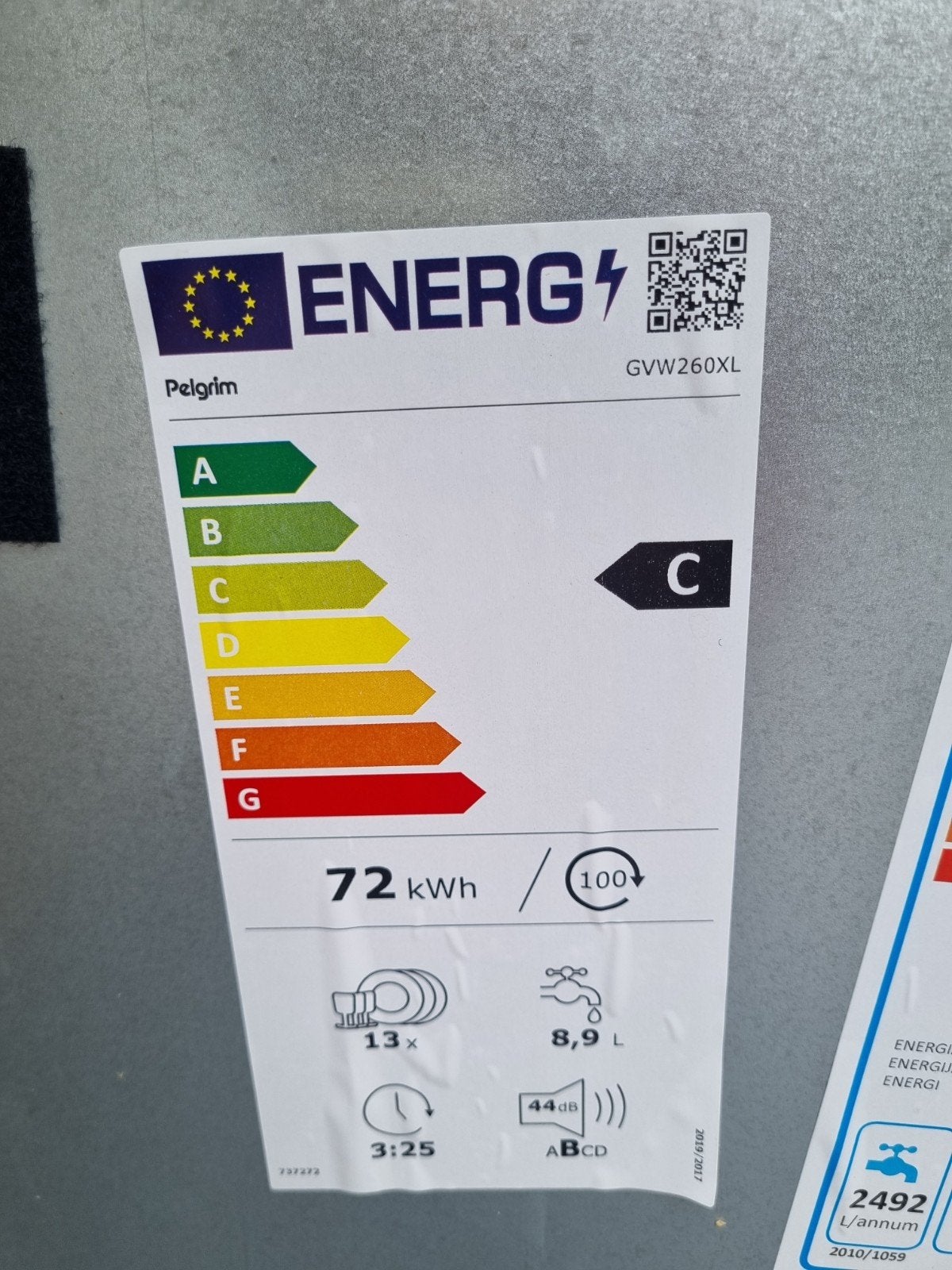 Pelgrim GVW260XL Inbouw Vaatwasser - Energieklasse C, Witgoed en Apparatuur, Vaatwasmachines, Ophalen, Gebruikt, Minder dan 85 cm