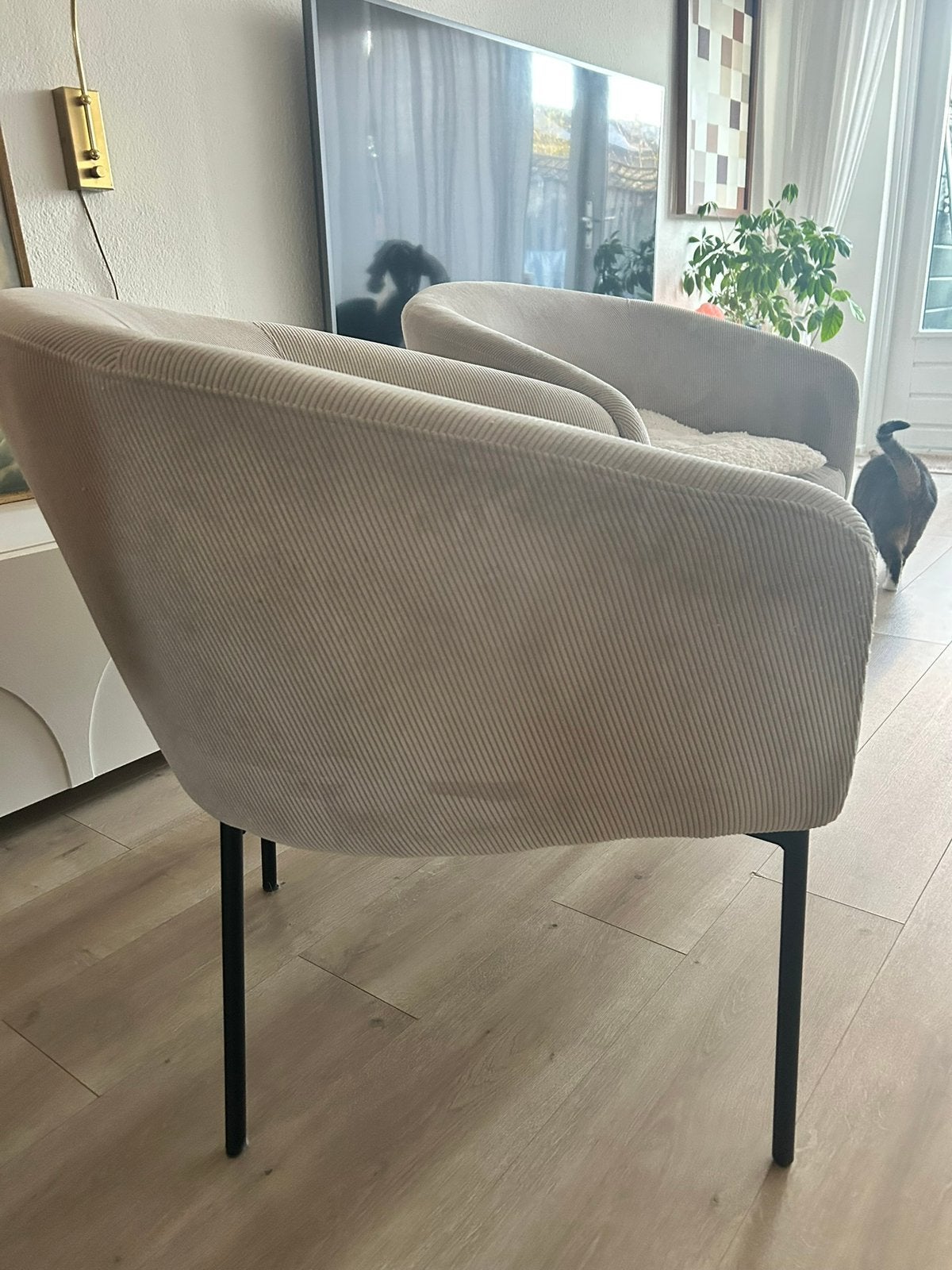 Fauteuil ribstof Nikki lichtgrijs 2x, Ophalen, -, -, 75 tot 100 cm