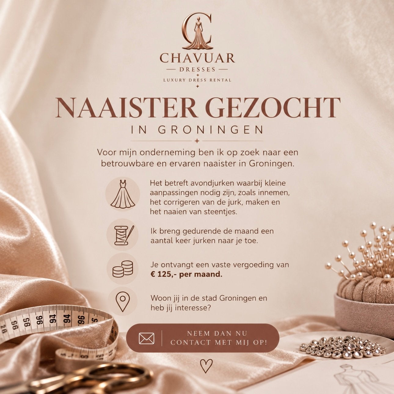 Naaister gezocht in Groningen (tegen vergoeding), Avond- en Bruidskleding
