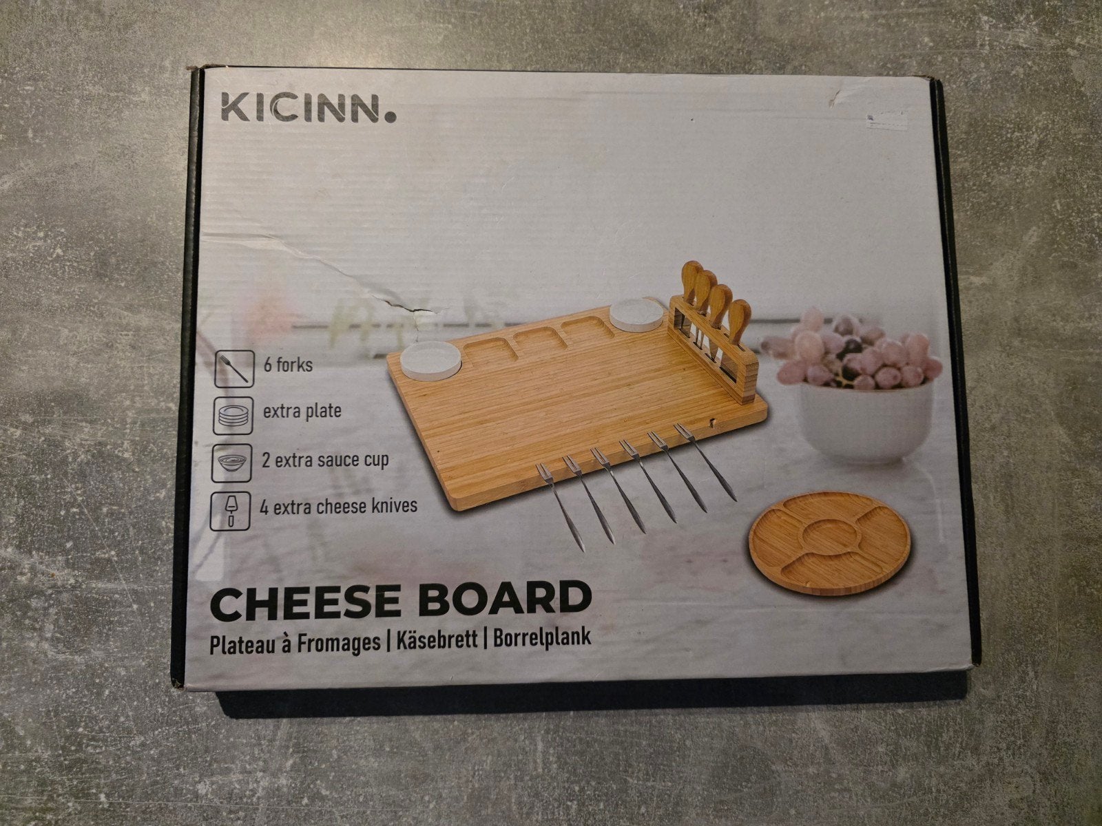 Kicinn bamboe borrelplank kaasplank 13-delig NIEUW, Hout, Nieuw, Ophalen of Verzenden, Onbekend