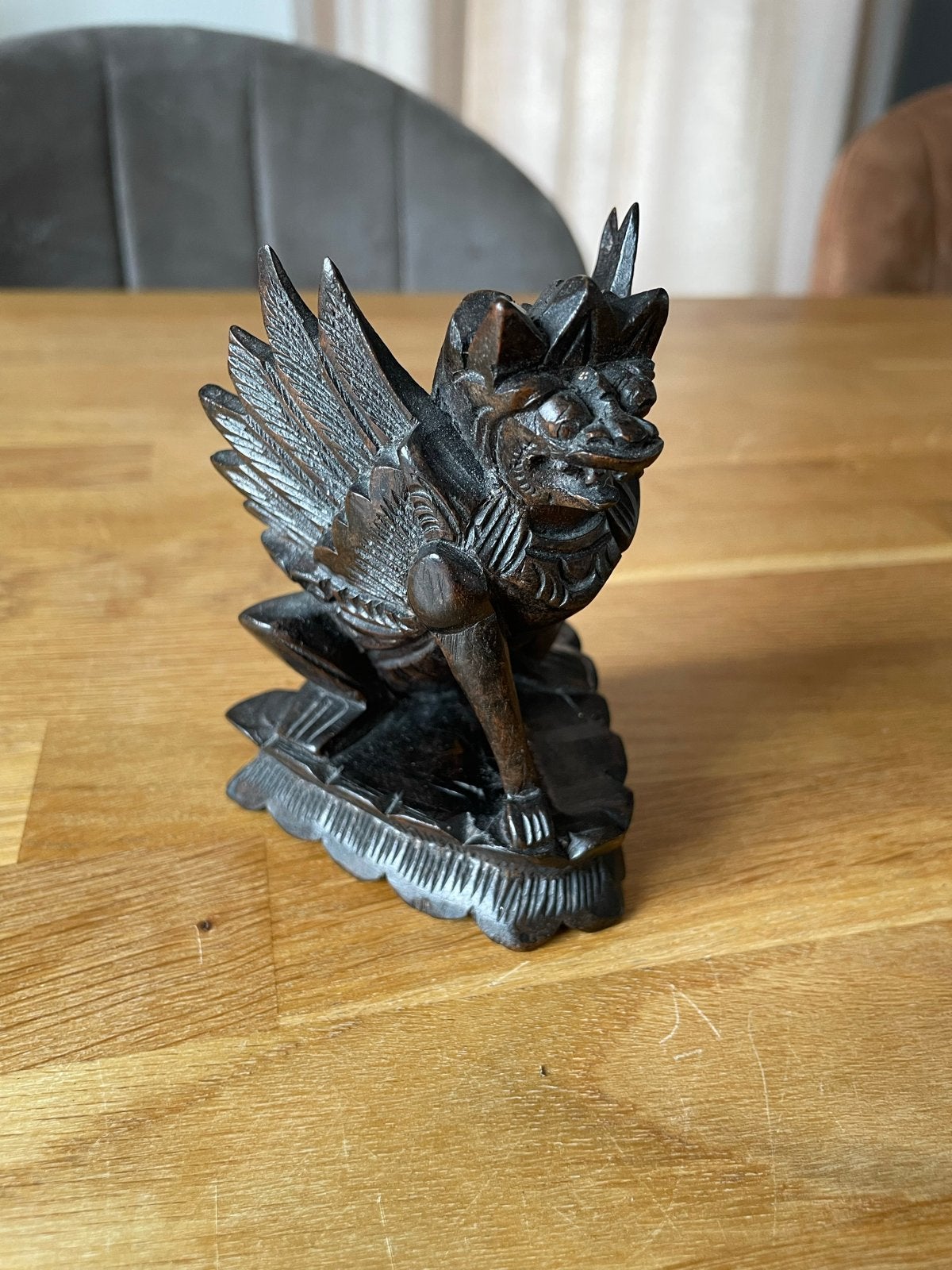 Houten Garuda beeldje uit Indonesië, Hout, Ophalen of Verzenden, Bruin, Oosters