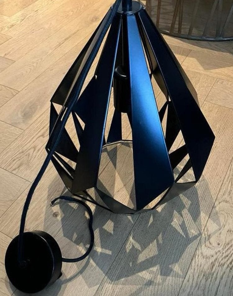 ZGAN Matzwarte industriele lamp strak modern zwart metaal, Ophalen of Verzenden, Zwart, Zo goed als nieuw, Metaal