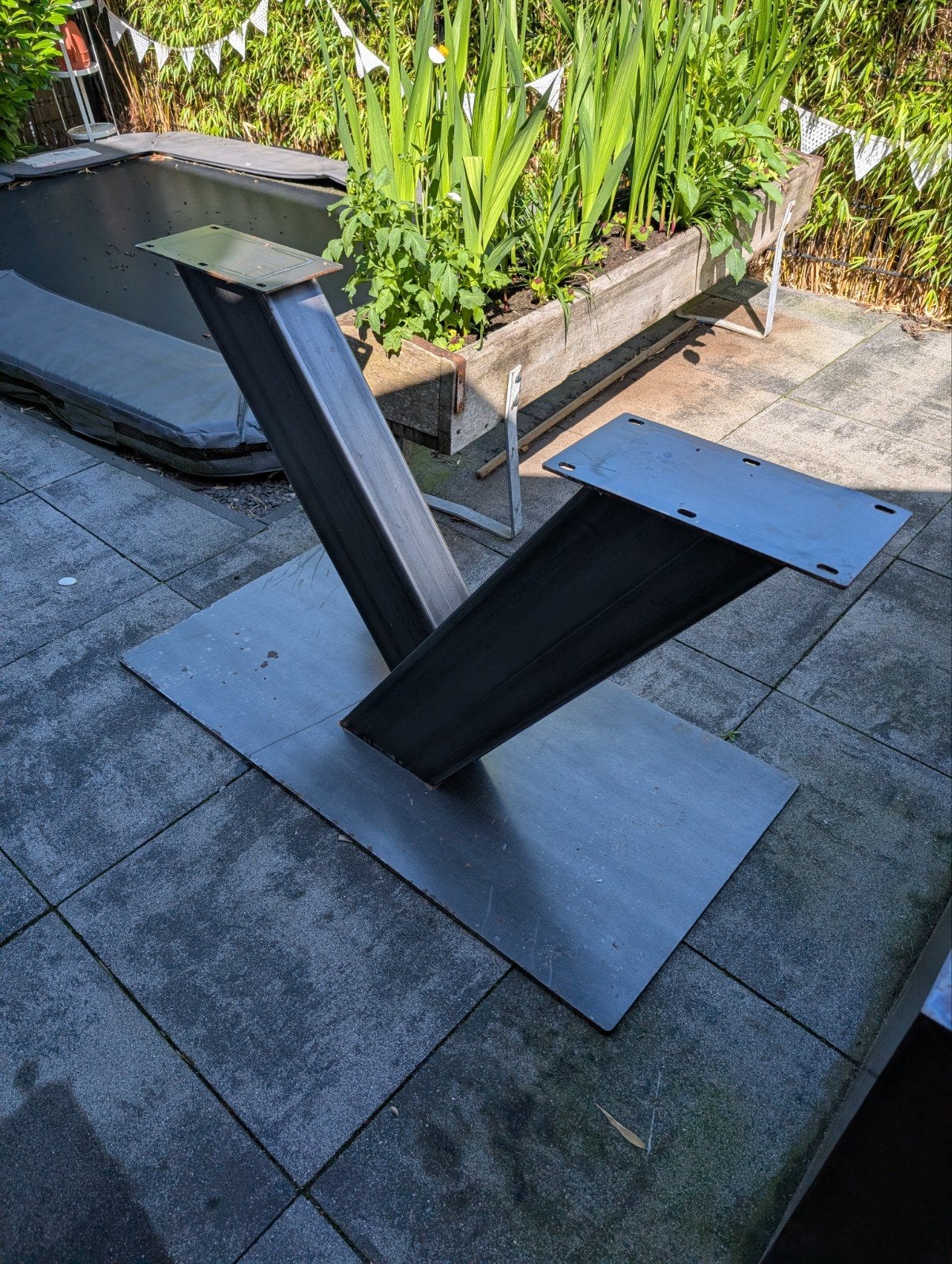 Stalen Tafelpoot Onderstel 72cm Hoog, 60x120cm Bodemplaat, Huis en Inrichting, Tafelonderdelen, Ophalen, Tafelpoot, Gebruikt, 100 tot 150 cm