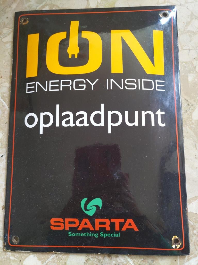 Vintage Sparta ION Oplaadpunt Emaille Bord, Ophalen of Verzenden