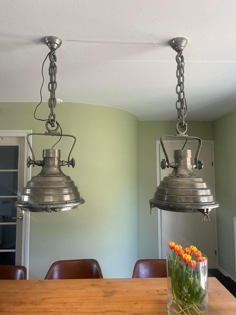 Industriële PTMD lampen (set van twee), 50 tot 75 cm, Ophalen of Verzenden, Zo goed als nieuw, Metaal