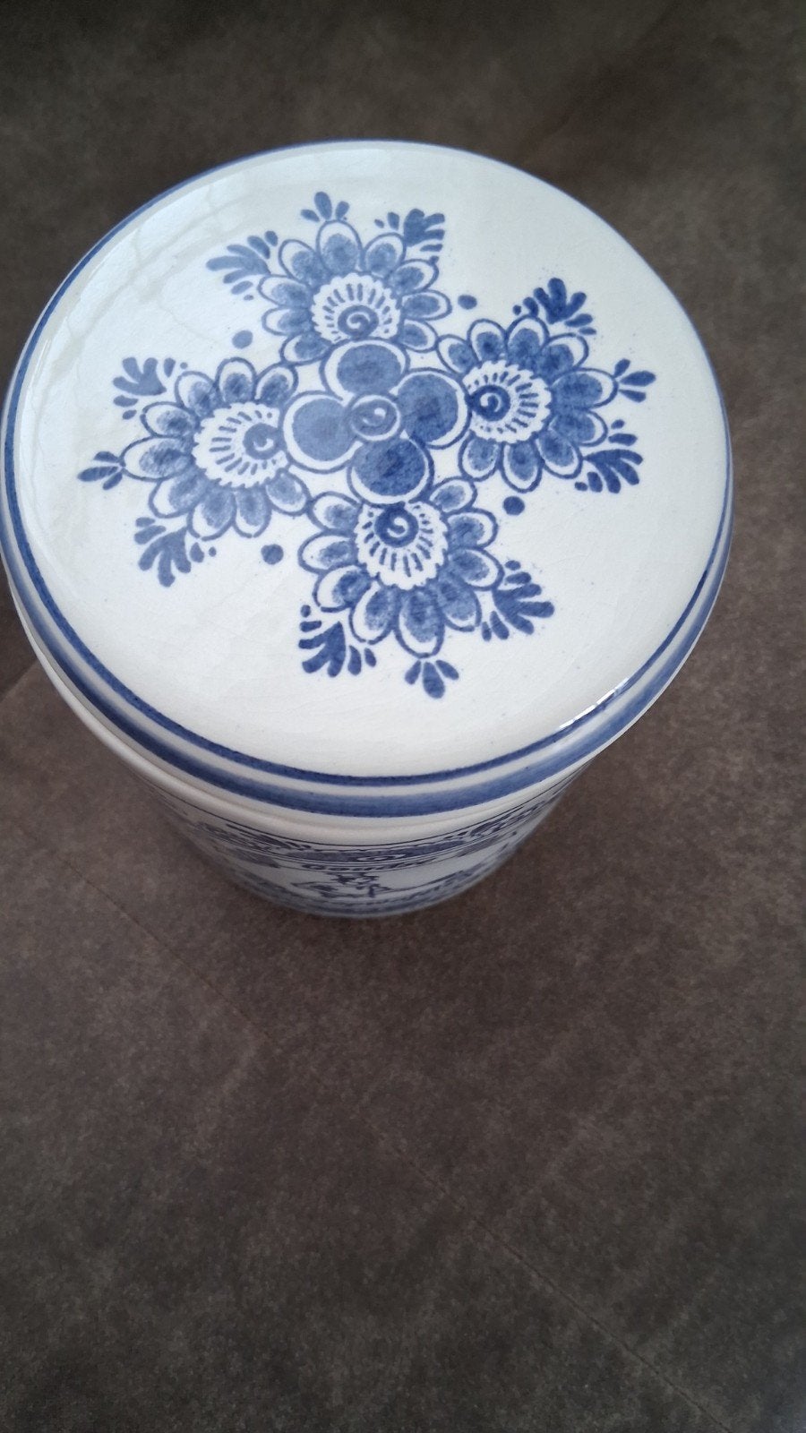 Goudse Stroopwafels Pot - Handgeschilderd Delfts Blauw, Ophalen of Verzenden