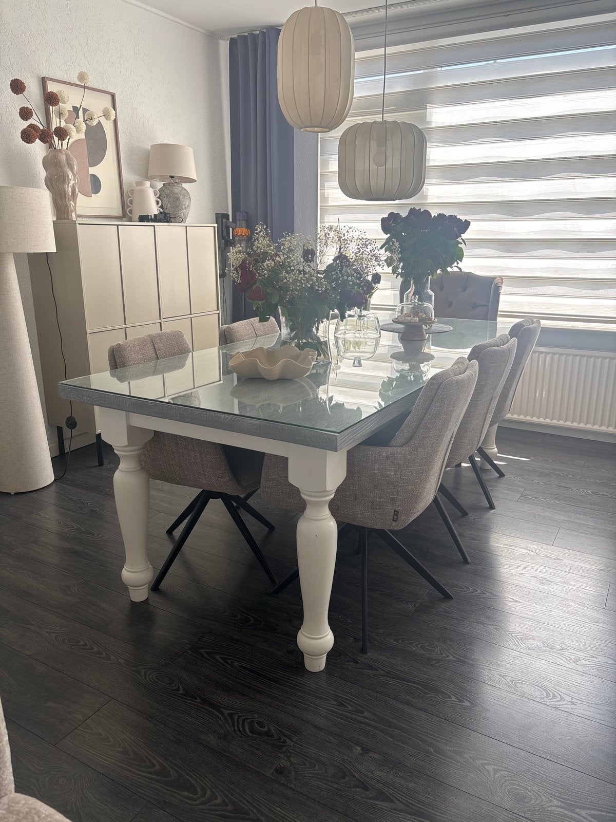 MDF Eettafel 220x100 cm met beschermende glasplaat, Ophalen, Overige materialen, 100 tot 150 cm, 200 cm of meer