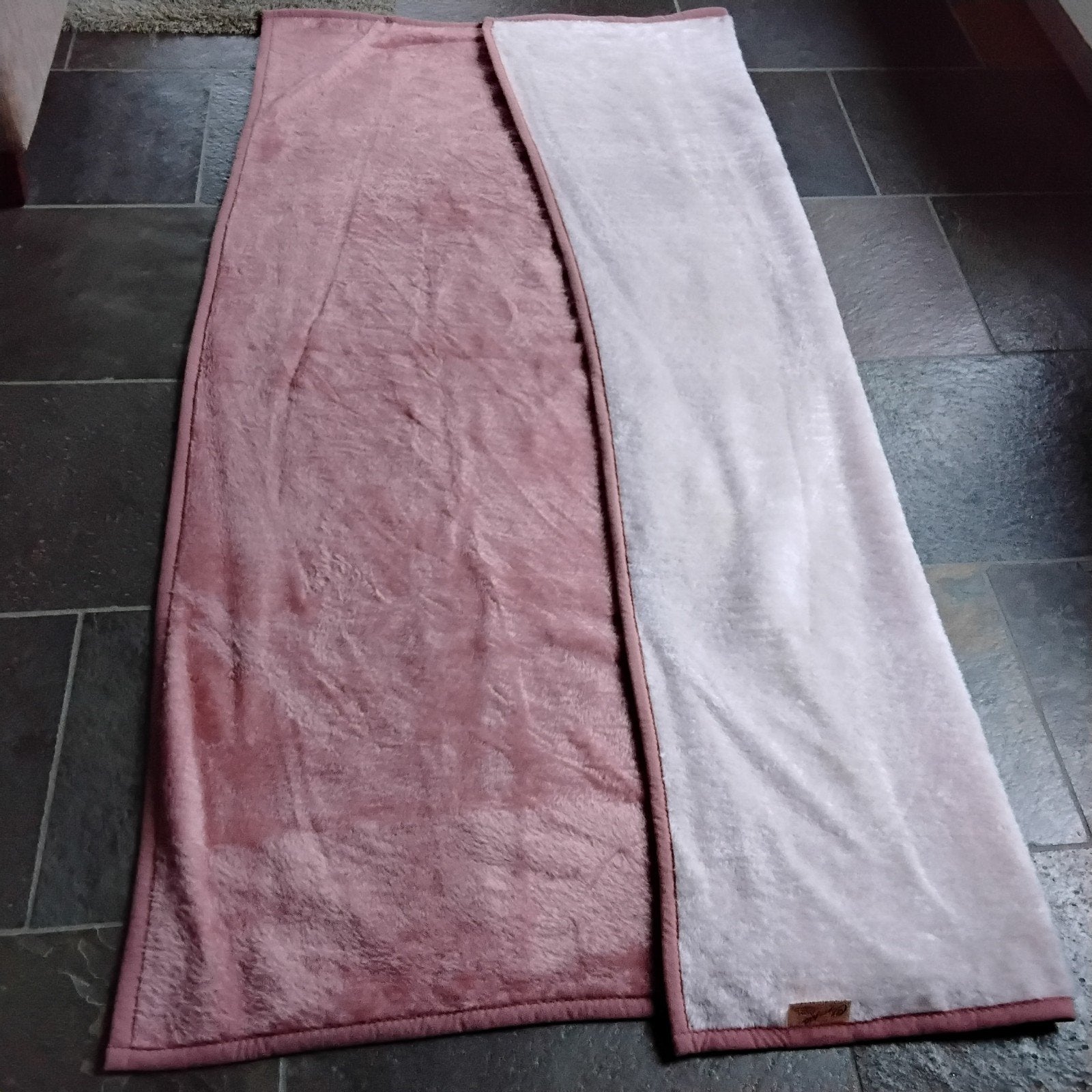 Zalmkleur acryl velours deken  / plaid 195x145 cm, Ophalen of Verzenden