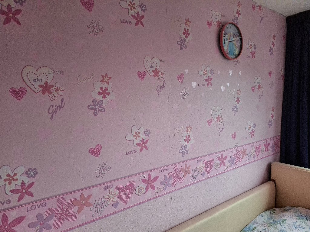Behang meisjeskamer., Ophalen, Overige patronen, Rasch, Vinylbehang