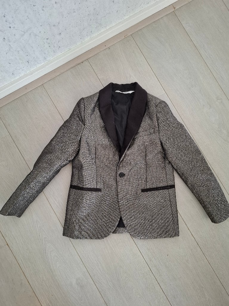 Glanzend smokingcolbert, maat 134, Ophalen of Verzenden, Jongen, Jas, H&M.