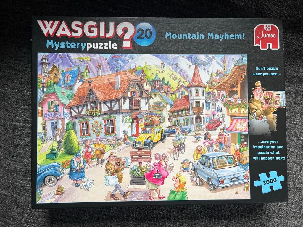 Wasgij Mystery Puzzel nr. 20: Mountain Mayhem! 1000 stukjes, Ophalen of Verzenden, 500 t/m 1500 stukjes, Zo goed als nieuw, Legpuzzel