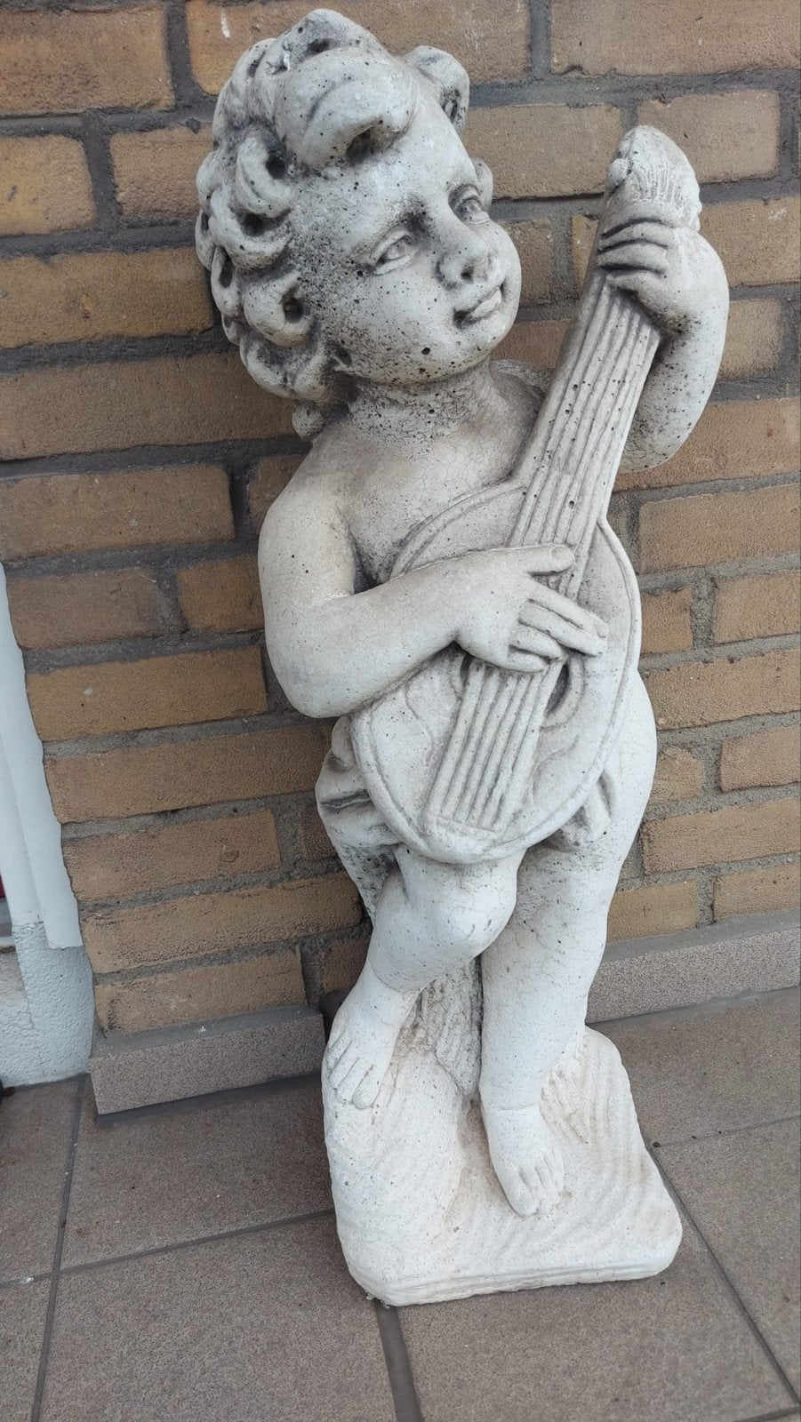 Set van 2 Engelenbeelden met Muziekinstrumenten, Ophalen, Gebruikt, Beton, Engelenbeeld