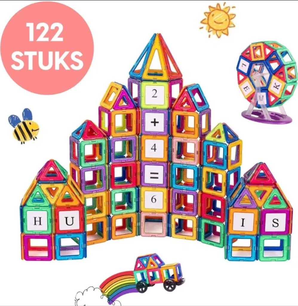Magnetische Blokken - Speelgoed - 122 stuks - NIEUW, Kinderen en Baby's, Speelgoed | Educatief en Creatief, Ophalen of Verzenden