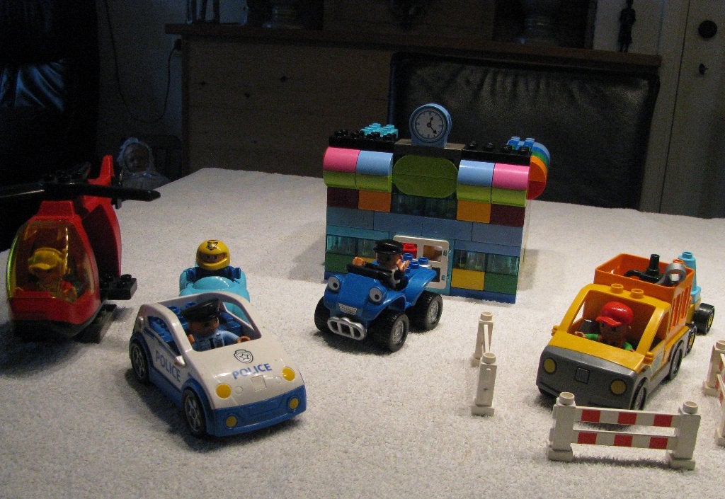 Duplo Lego. Auto's + helikopter + bouwstenen, Gebruikt, Overige thema's, Ophalen of Verzenden, Duplo