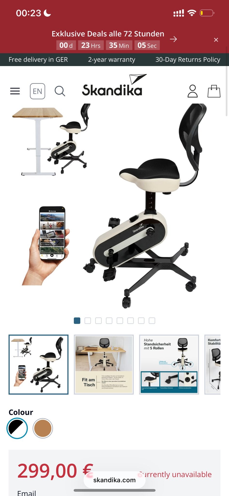 Skandika Desk Office Bike - Zo goed als nieuw, Ophalen, Zo goed als nieuw, Metaal, Benen