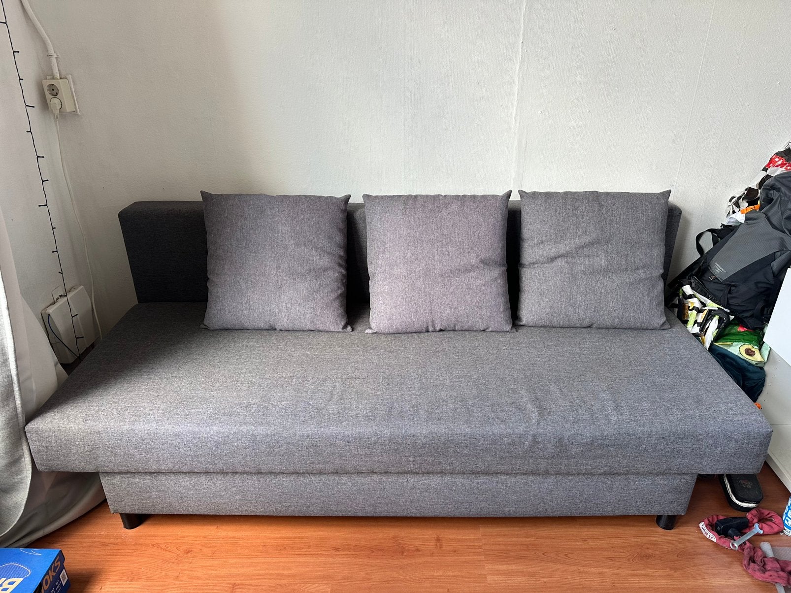 Grijze slaapbank ikea, Ophalen, Tweepersoons, Zo goed als nieuw, 140 cm