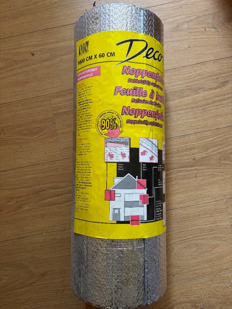 Dubbelzijdig reflecterende noppenfolie 6m2 (10x0,6m), Doe-het-zelf en Verbouw, Nieuw, 5 tot 10 m², Ophalen, Minder dan 4 cm