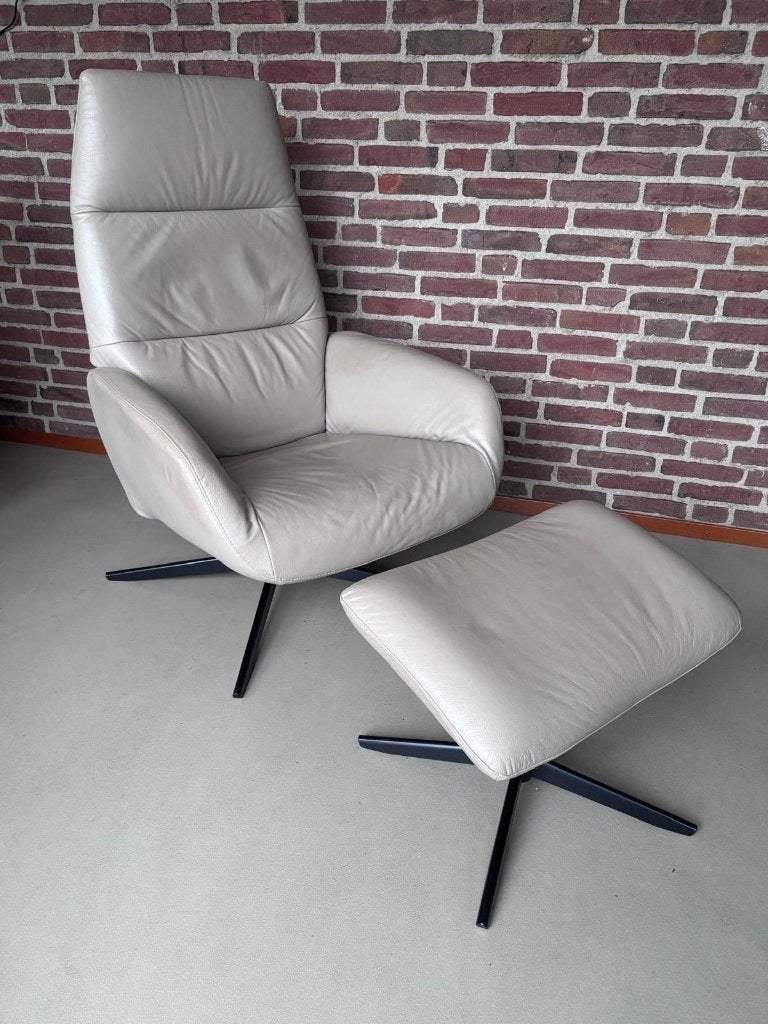 Montel relaxfauteuil (draai) Ergo leder soft stone, Ophalen of Verzenden, Gebruikt, Minder dan 75 cm, 50 tot 75 cm