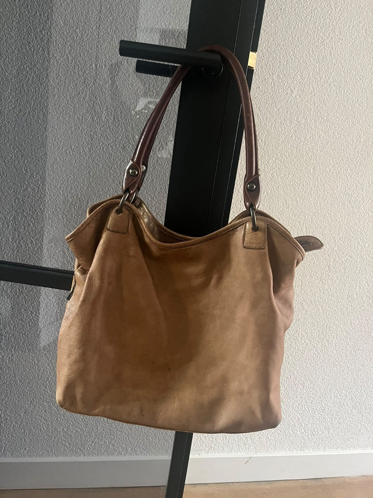 Fred de la Bretoniere Leren Handtas - Beige, Ophalen, Gebruikt, Beige, Handtas