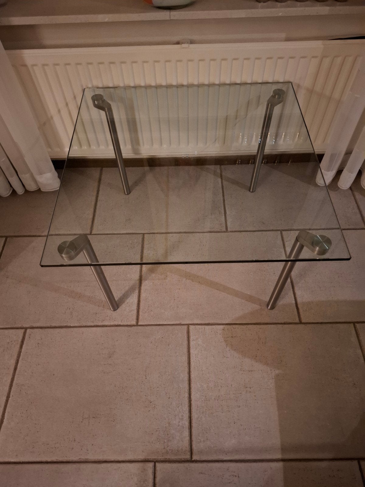Design bijzet / tafel van gehard glas - 60x60x40 cm, Ophalen, 50 tot 100 cm, Vierkant, 50 tot 100 cm