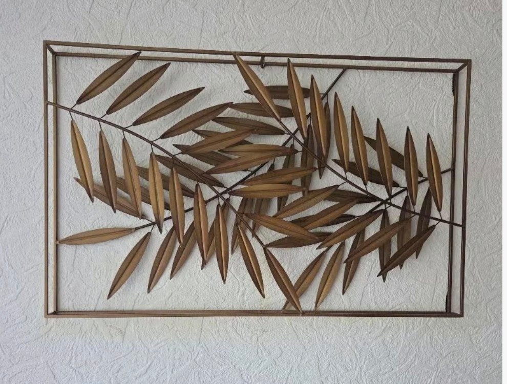Metalen wanddecoratie bladeren, Ophalen, Metaal, Industrieel, 89 cm