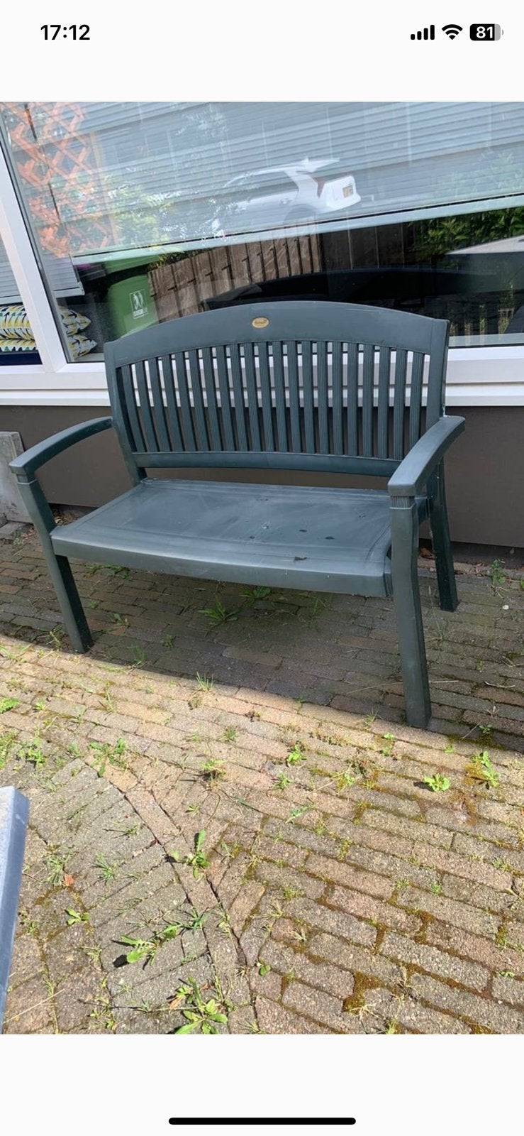 Bank kunststof, Tuin en Terras, Tuinbanken, Ophalen, Zo goed als nieuw, Kunststof