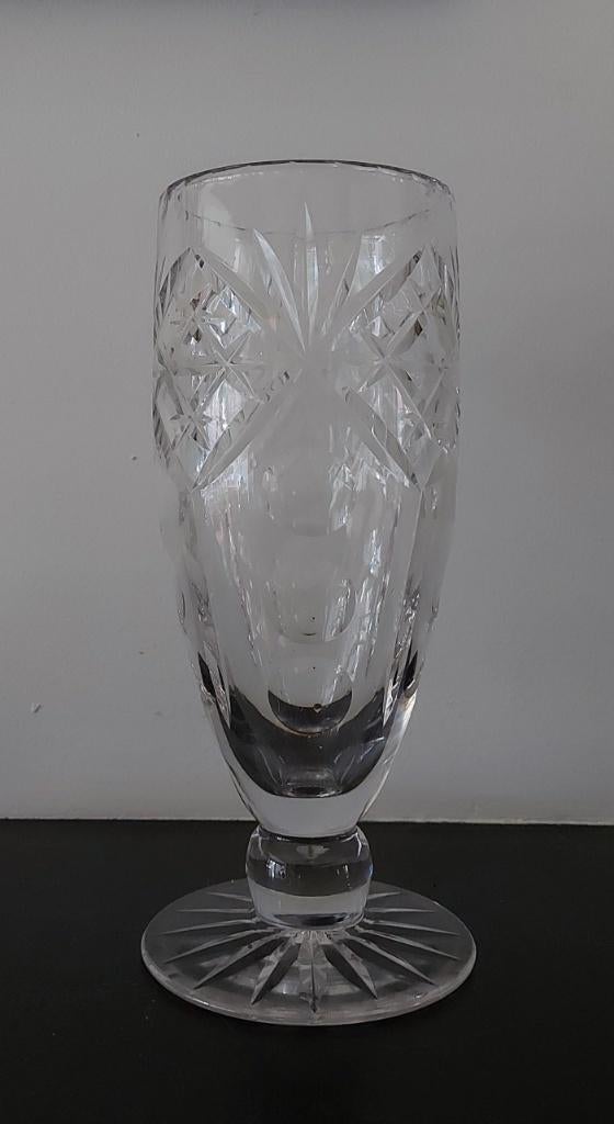 Antiek kristal geslepen glas grote vaas., Ophalen of Verzenden