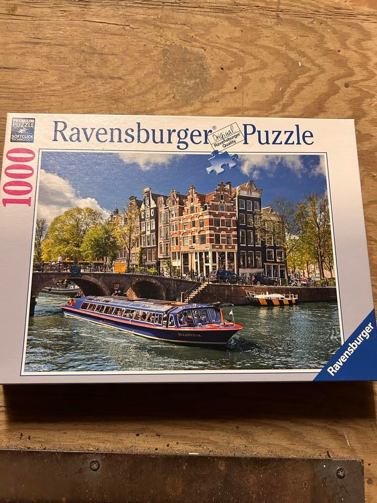 Ravensburger puzzel 1000 stukjes Amsterdam met rondvaartboot, Ophalen of Verzenden, 500 t/m 1500 stukjes, Zo goed als nieuw