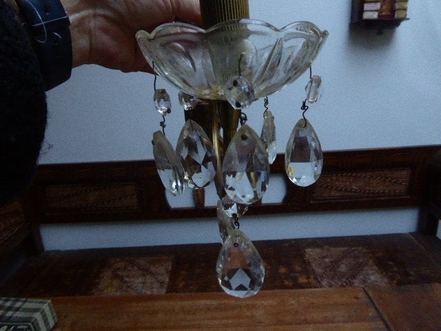 Barok wandlampje met glas en kristal, Antiek en Kunst, Antiek | Lampen, Ophalen of Verzenden