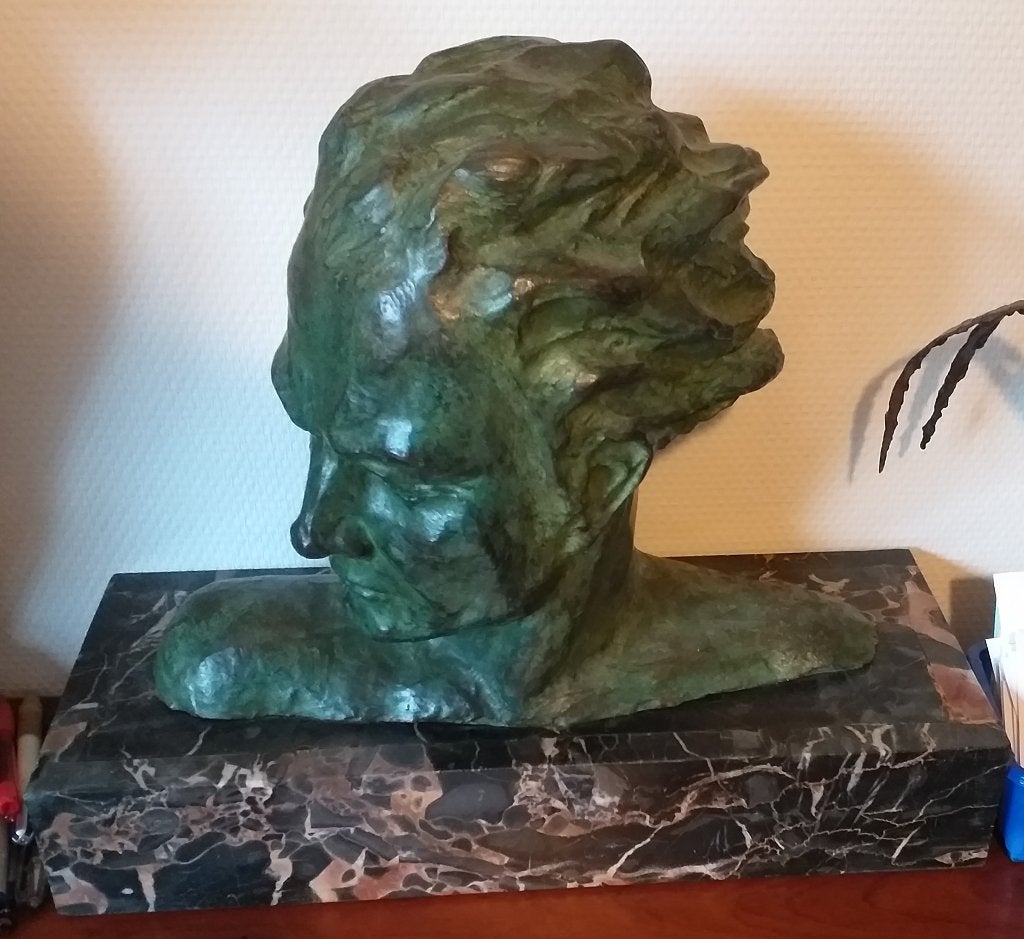 borstbeeld in brons, Buste, Ophalen of Verzenden, Man, Gepatineerd