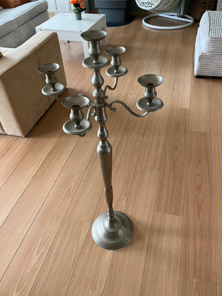 Aluminium kandelaar 120 cm hoog, Ophalen of Verzenden, Koper of Brons