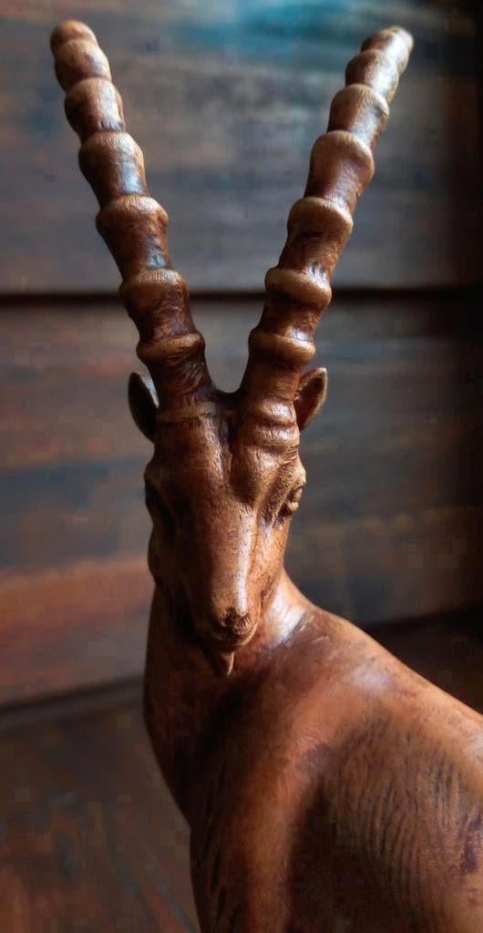 Alpensteenbok, houten Ibex Sculpture -Steenbok Beeld, RAM, Ophalen of Verzenden