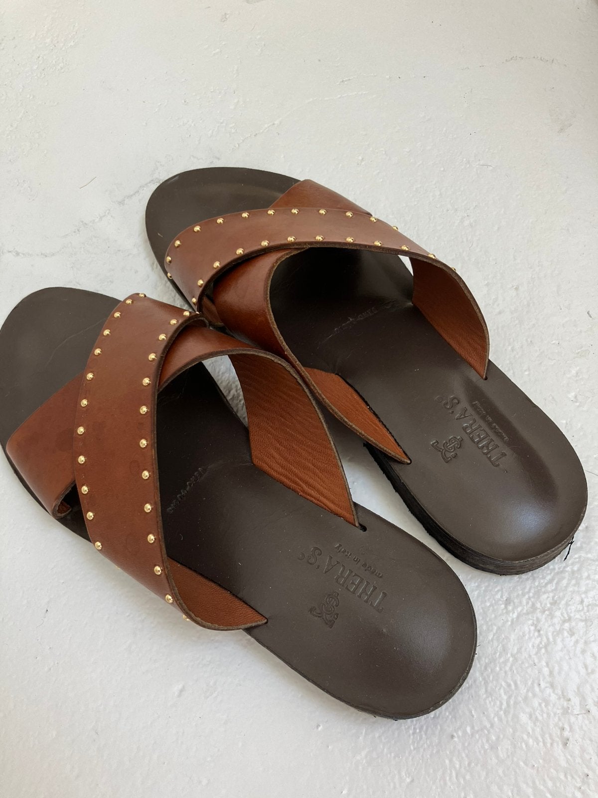 Lederen italiaanse slippers Thera’s maat 41, Kleding | Dames, Ophalen of Verzenden, Zo goed als nieuw