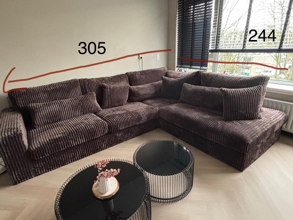 Bruin Coast bankstel 2+ eiland, Huis en Inrichting, Ophalen, Hoekbank, 300 cm of meer, Zo goed als nieuw