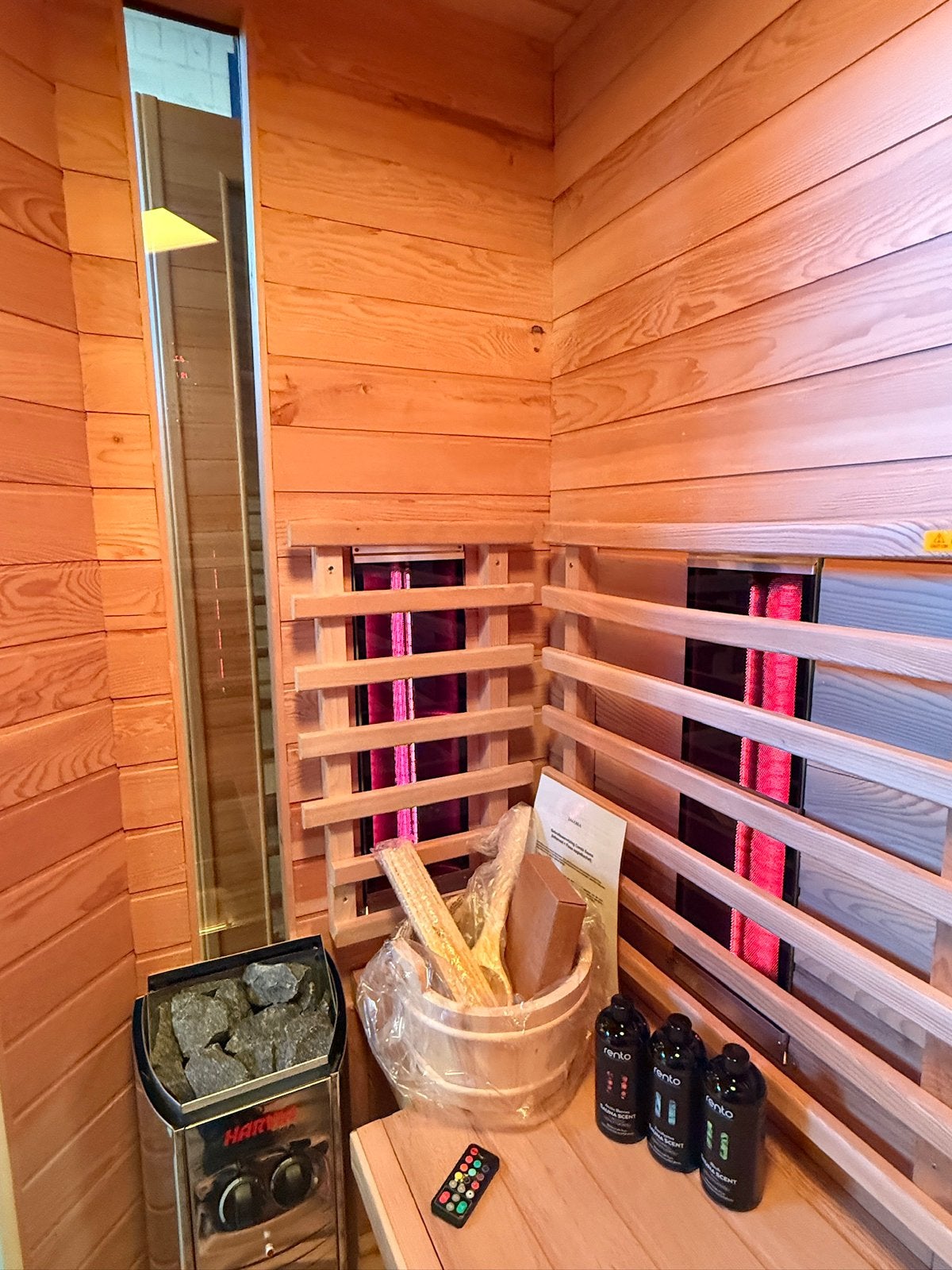 Combi Sauna (Fins + Infrarood) - GRATIS BEZORGING + MONTAGE, Sport en Fitness, Sauna, Ophalen of Verzenden, Zo goed als nieuw