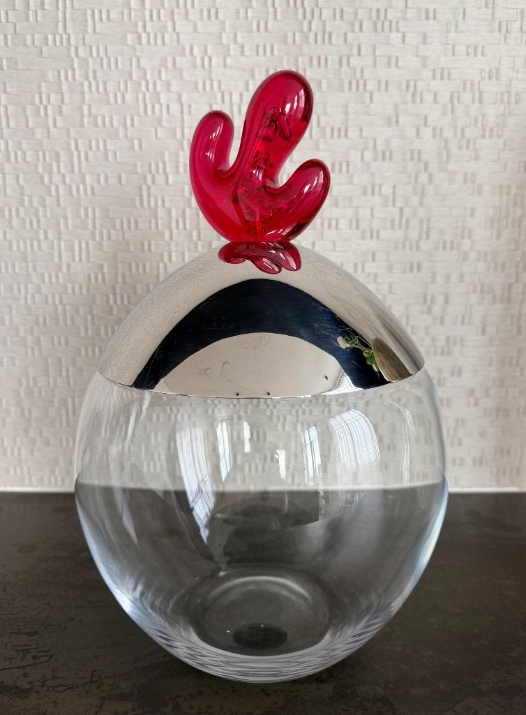 Alessi Big-Ovo biscuit box - pomegranate, Ophalen of Verzenden, Zo goed als nieuw, Rood, Glas