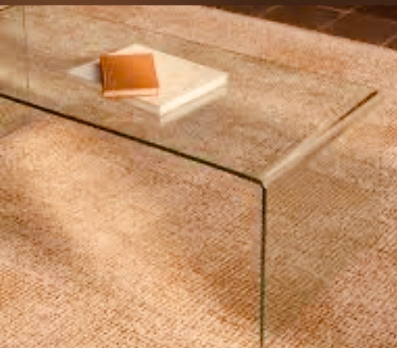 Glazen Salontafel - Gebogen Design, Zware Kwaliteit, Ophalen, 100 tot 150 cm, 50 tot 100 cm, Glas