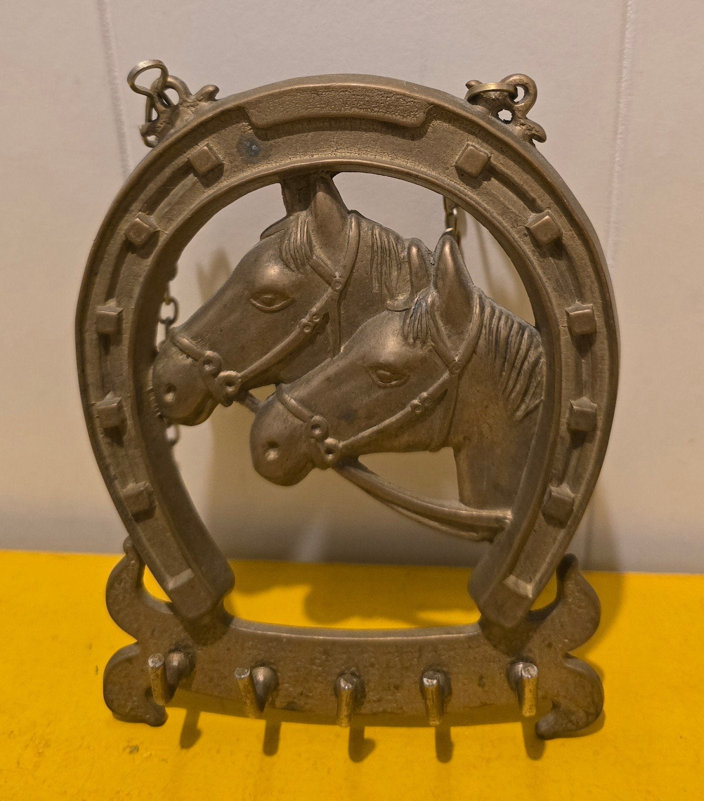 Koperen "paardenhoefijzer" sleutelrekje, Ophalen of Verzenden