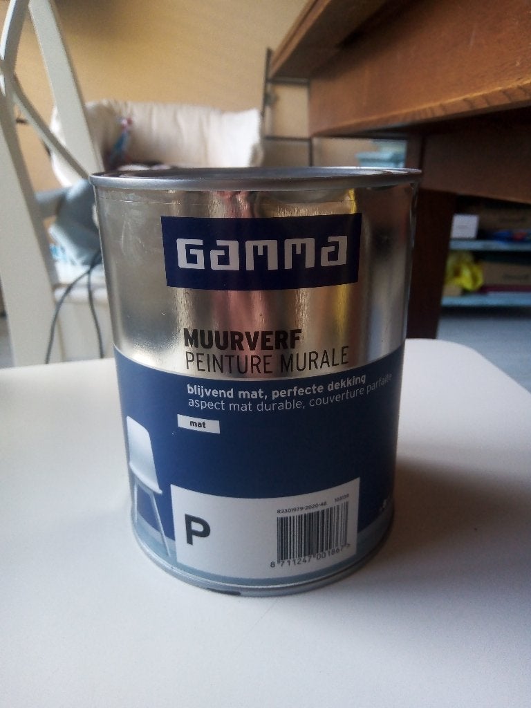 gamma muurverf-mat- kleur argument- 1 liter, Overige kleuren, Nieuw, Ophalen of Verzenden, Verf