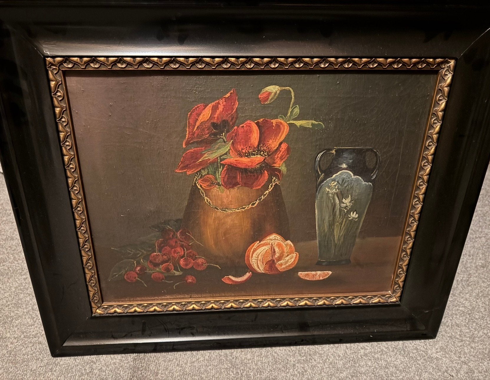 Antiek Stilleven Schilderij met oude antieke lijst, Ophalen