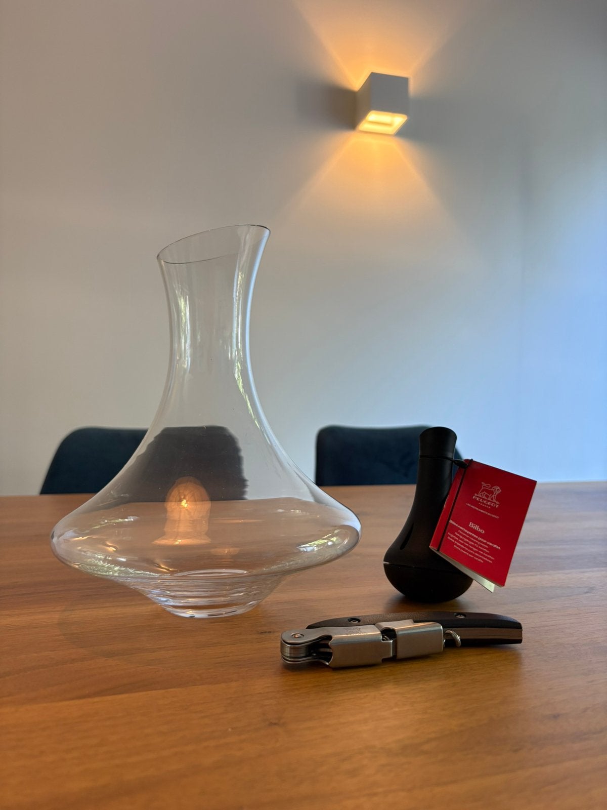 PEUGEOT - proeverijset (decanteerkaraf,kurkentrekker,parels), Ophalen, Nieuw, Overige merken, Glas