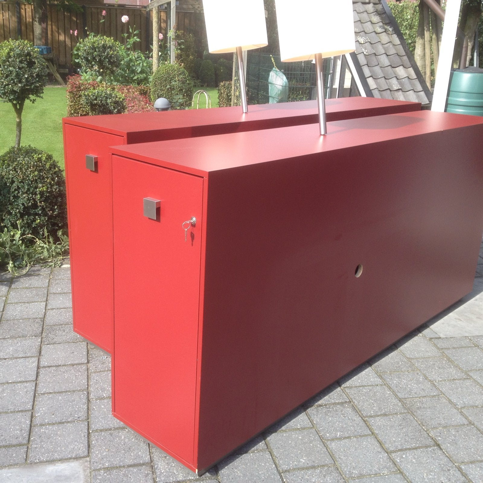 Rode kasten, wand afscheiding of evt bureau van te maken., Ophalen of Verzenden, Gebruikt